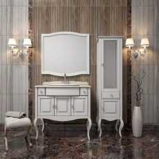 Комплект мебели напольный «Лаура с мраморной столешницей, белый матовый/swarovski хром», фото