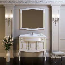 Комплект мебели напольный «Лаура белый матовый с бежевой патиной/swarovski золото», фото